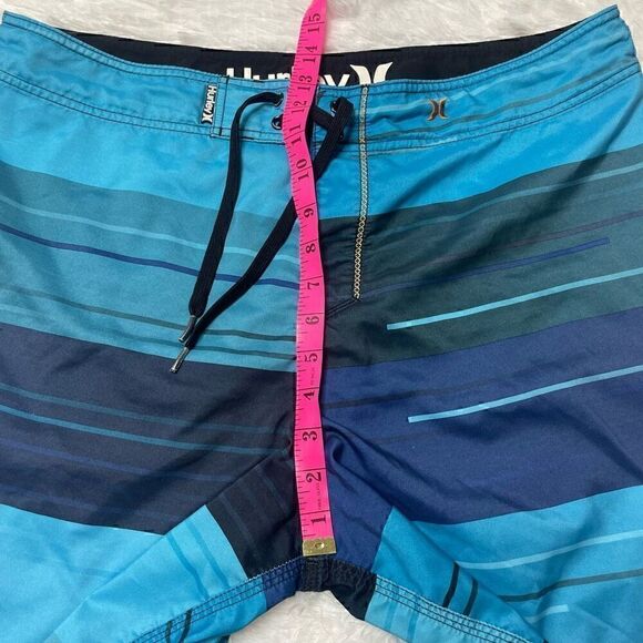 Hurley Swim Trunks Shorts Mens Size 36 Blue Stripe Surf Summer Pocket - Picture 7 of 10